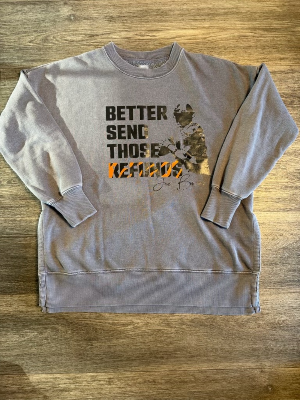 AERIE Bengals Gray Graphic Crewneck Sweatshirt - "Better Send Those Refunds"
